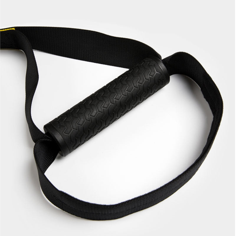 Yellow suspension training belt with carabiner clips