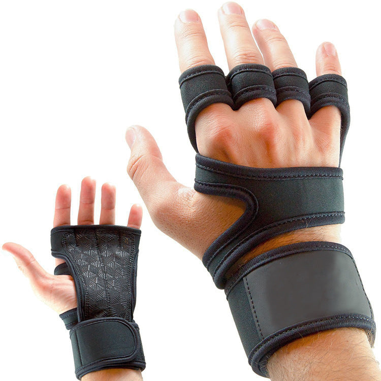 Fitness gloves with anti-skid grip for weightlifting