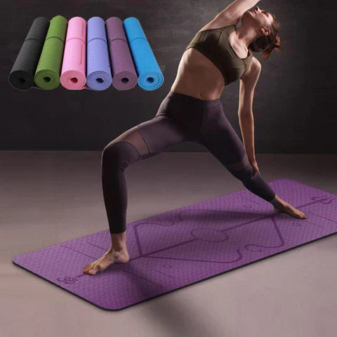 Eco-Friendly TPE Yoga Mat with Alignment Lines and Non-Slip Surface

