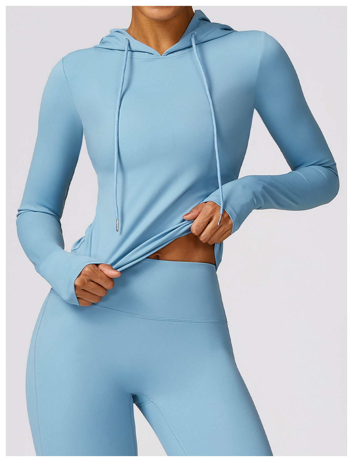 Hooded Quick-drying Long Sleeve Yoga Wear Warm Leisure Workout Clothes Tight T-shirt Sports Running Top