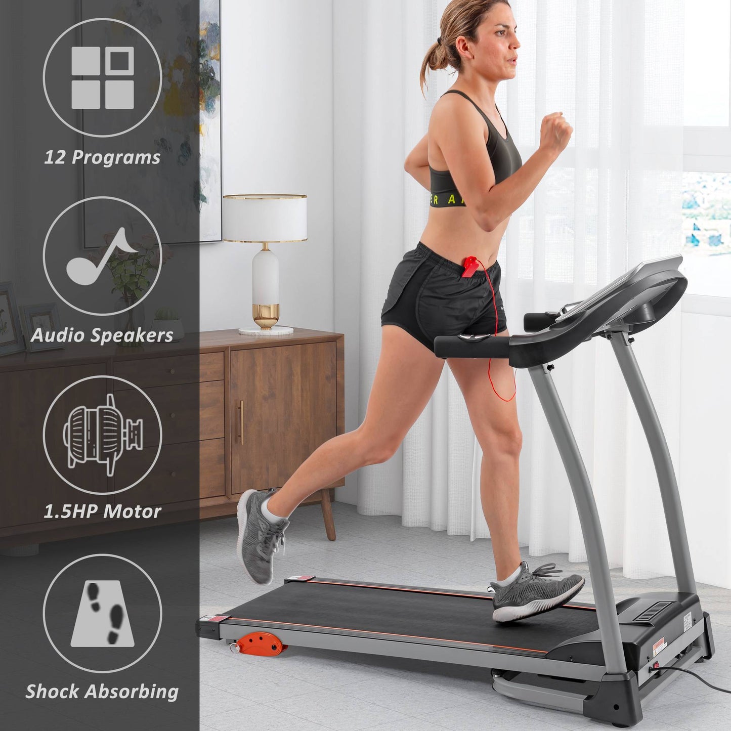 Home Use Easy Folding Treadmill,1.5HP Electric Running,Jogging Walking Machine