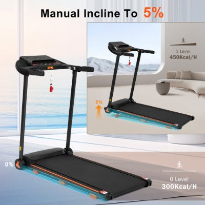 NEW Treadmills For Home, 2.5HP Quiet Folding Treadmill With Heart Rate Sensor, 300lbs Weight Capacity, 7.5MPH, Incline Treadmill With USB Charge Station Bluetooth Speaker, 6 Shock-Absorbing