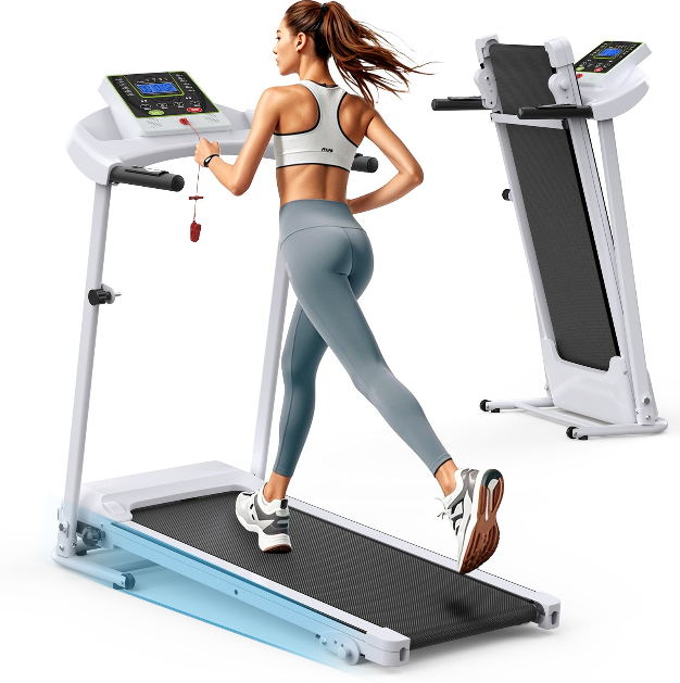 Folding Treadmill With Incline 2.5HP 12KMH Electric Treadmill For Home Foldable, Bluetooth Music Cup Holder Heart Rate Sensor Walking Running Machine For Indoor Home Gym Exercise Fitness